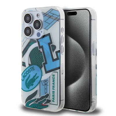 Apple iPhone 15 Pro Case Lacoste Original Licensed Magsafe Double Layer Patches Patterned Cover with Charging Feature - 9