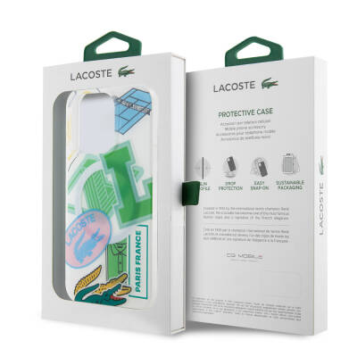 Apple iPhone 15 Pro Case Lacoste Original Licensed Magsafe Double Layer Patches Patterned Cover with Charging Feature - 16