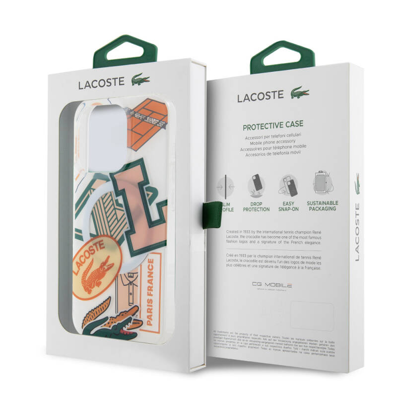 Apple iPhone 15 Pro Case Lacoste Original Licensed Magsafe Double Layer Patches Patterned Cover with Charging Feature - 24