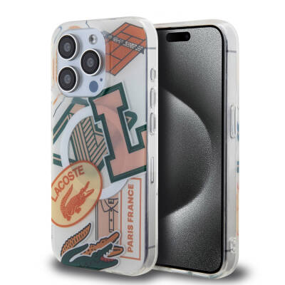 Apple iPhone 15 Pro Case Lacoste Original Licensed Magsafe Double Layer Patches Patterned Cover with Charging Feature - 25