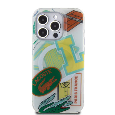Apple iPhone 15 Pro Case Lacoste Original Licensed Magsafe Double Layer Patches Patterned Cover with Charging Feature - 27