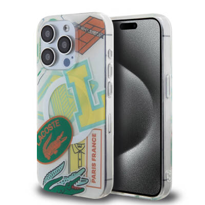 Apple iPhone 15 Pro Case Lacoste Original Licensed Magsafe Double Layer Patches Patterned Cover with Charging Feature - 33