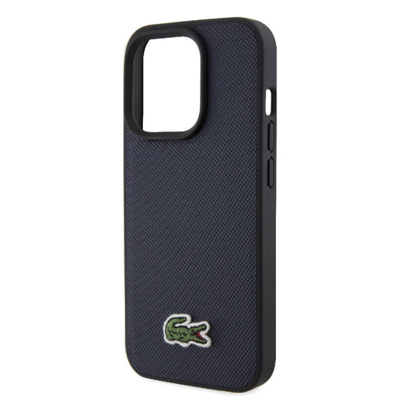 Apple iPhone 15 Pro Case Lacoste Original Licensed PU Pique Pattern Back Iconic Crocodile Woven Logo Cover - 15