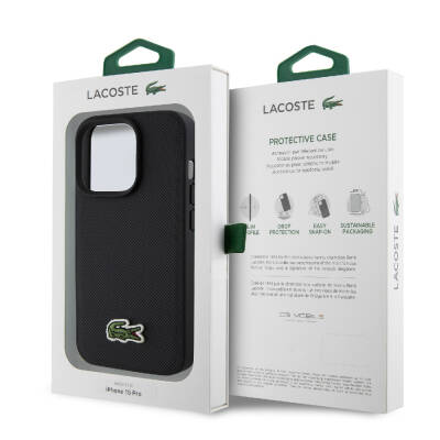 Apple iPhone 15 Pro Case Lacoste Original Licensed PU Pique Pattern Back Iconic Crocodile Woven Logo Cover - 33