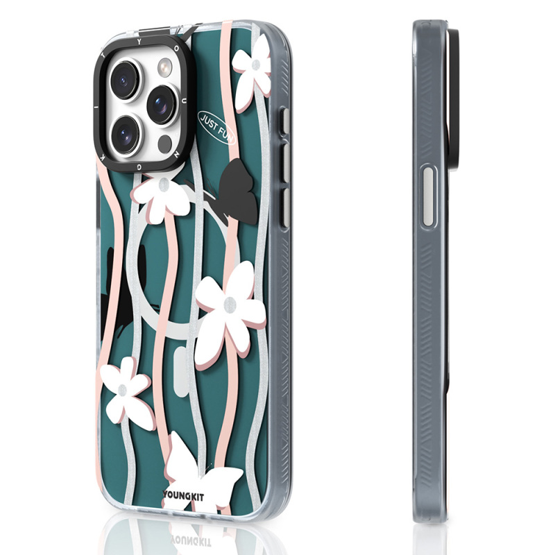 Apple iPhone 15 Pro Case Magsafe Charging Feature Airbag Double Layer Youngkit Star&Butterfly Series Cover - 1