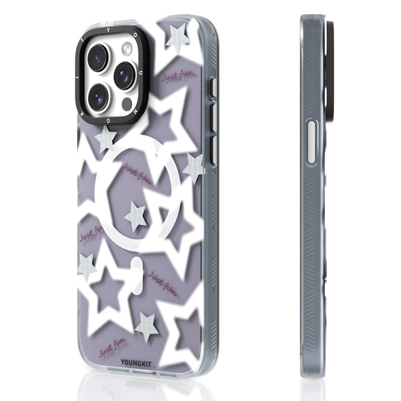 Apple iPhone 15 Pro Case Magsafe Charging Feature Airbag Double Layer Youngkit Star&Butterfly Series Cover - 7