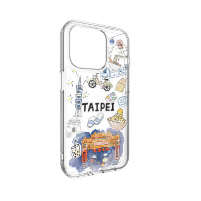 Apple iPhone 15 Pro Case Magsafe Charging Feature Drawing Pattern Shock Preventive Transparent Licensed Switcheasy City-M Taipei Cover - 4