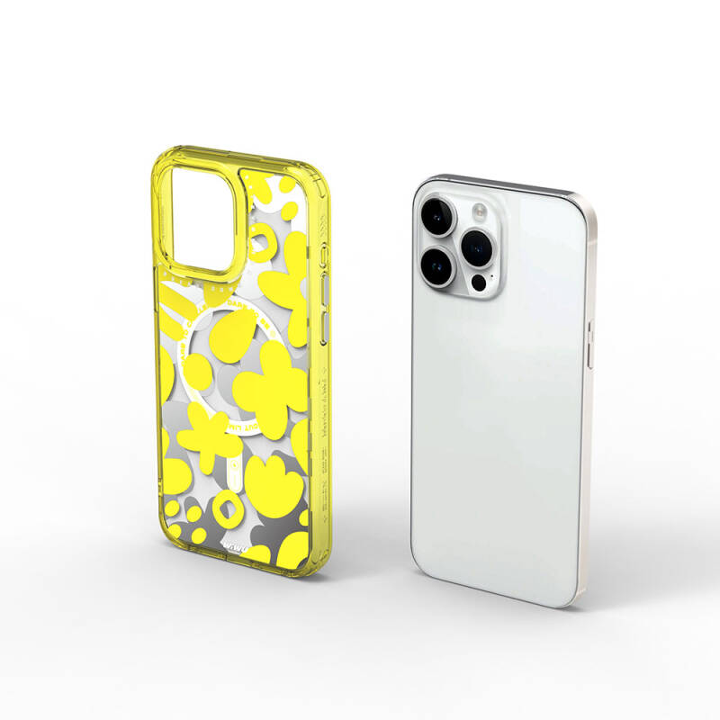 Apple iPhone 15 Pro Case Magsafe Charging Feature Paint Pattern Wiwu Fluorescent G Series Cover - 5