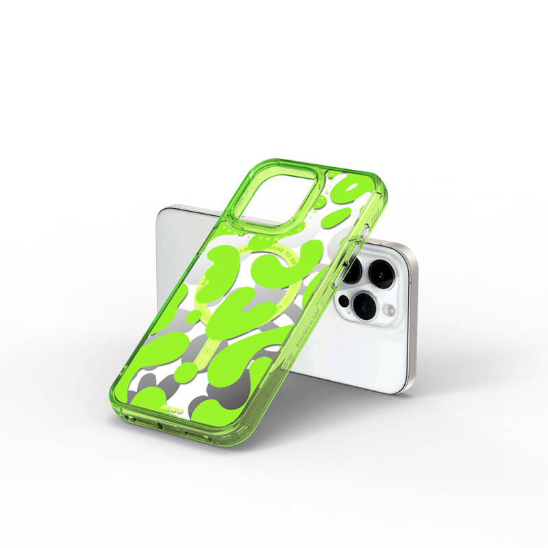 Apple iPhone 15 Pro Case Magsafe Charging Feature Paint Pattern Wiwu Fluorescent G Series Cover - 17