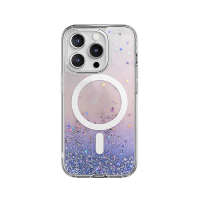 Apple iPhone 15 Pro Case Magsafe Charging Feature Shining Glitter Transparent Licensed Switcheasy Starfield-M Cover - 1