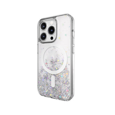 Apple iPhone 15 Pro Case Magsafe Charging Feature Shining Glitter Transparent Licensed Switcheasy Starfield-M Cover - 9