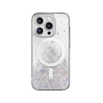 Apple iPhone 15 Pro Case Magsafe Charging Feature Shining Glitter Transparent Licensed Switcheasy Starfield-M Cover - 3