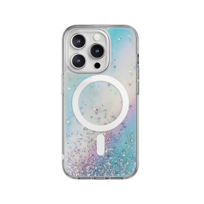 Apple iPhone 15 Pro Case Magsafe Charging Feature Shining Glitter Transparent Licensed Switcheasy Starfield-M Cover - 4