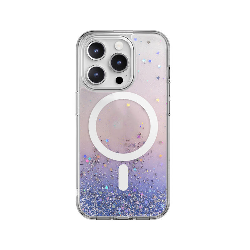 Apple iPhone 15 Pro Case Magsafe Charging Feature Shining Glitter Transparent Licensed Switcheasy Starfield-M Cover - 2