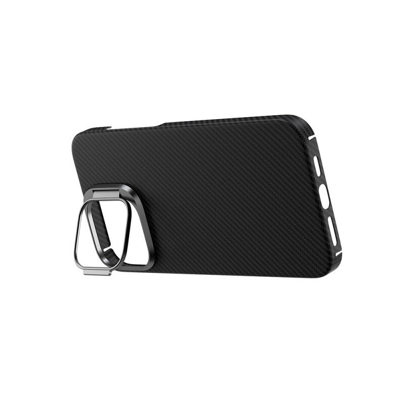 Apple iPhone 15 Pro Case Magsafe Charging Featured 600D Zore Krek Karbon Stand Cover - 3