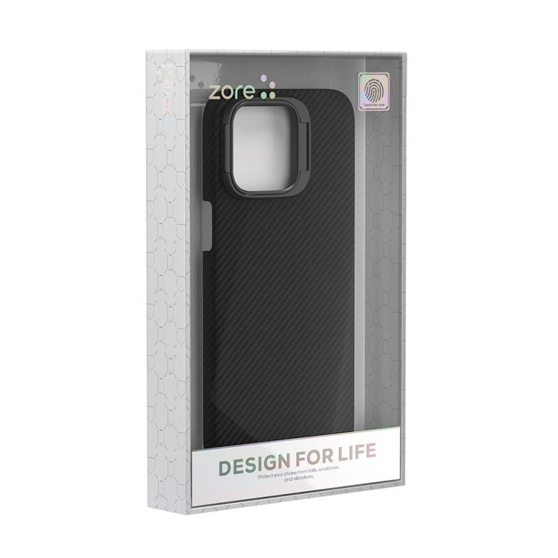 Apple iPhone 15 Pro Case Magsafe Charging Featured 600D Zore Krek Karbon Stand Cover - 6