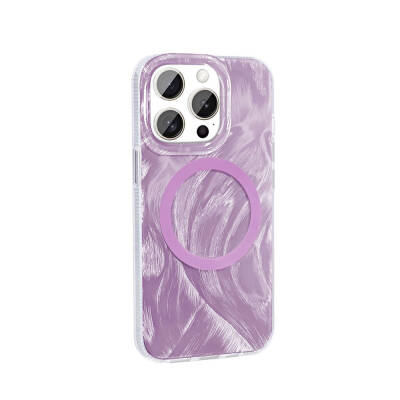 Apple iPhone 15 Pro Case Magsafe Charging Featured Brush Paint Patterned Zore Palette Cover - 8