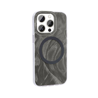 Apple iPhone 15 Pro Case Magsafe Charging Featured Brush Paint Patterned Zore Palette Cover - 10