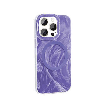 Apple iPhone 15 Pro Case Magsafe Charging Featured Brush Paint Patterned Zore Palette Cover - 9