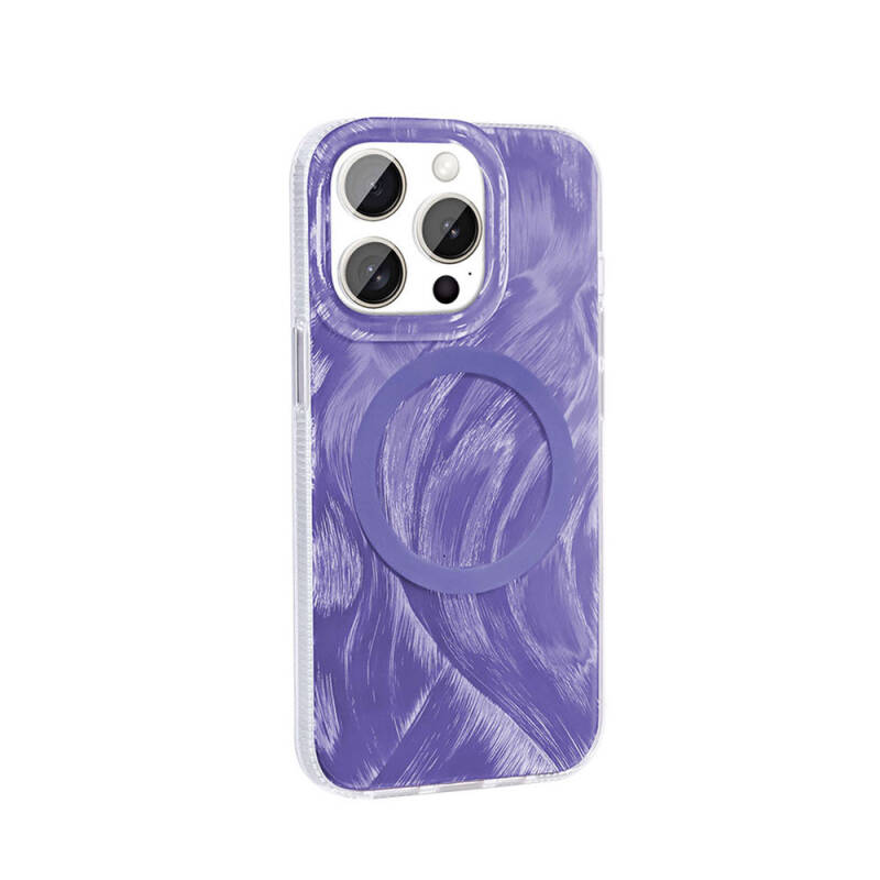 Apple iPhone 15 Pro Case Magsafe Charging Featured Brush Paint Patterned Zore Palette Cover - 9