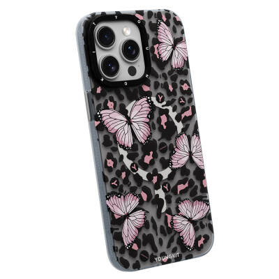 Apple iPhone 15 Pro Case Magsafe Charging Featured Butterfly Patterned Youngkit Shadow Dance Series Cover - 4