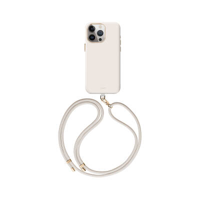 Apple iPhone 15 Pro Case Magsafe Charging Featured Soft Smooth Back Surface Strap Drawstring Coehl Creme Cover - 2