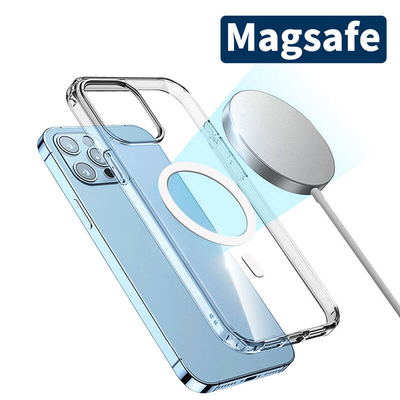 Apple iPhone 15 Pro Case Magsafe Transparent Hard PC Zore Embos Cover with Charging Feature - 2