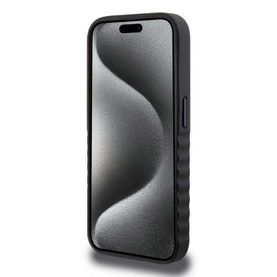 Apple iPhone 15 Pro Case Mercedes Benz Original Licensed Serrated Edge Design and Metal Star Logo Smooth Genuine Leather Cover - 5