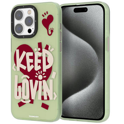 Apple iPhone 15 Pro Case Patterned Youngkit Happy Hearth Series Cover - 10