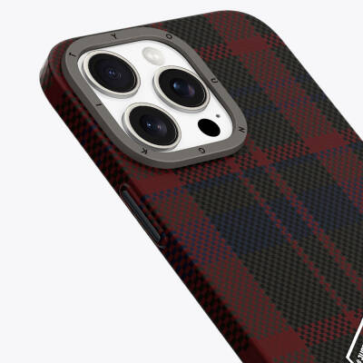 Apple iPhone 15 Pro Case Plaid Patterned Youngkit Gezhi Series Cover - 9