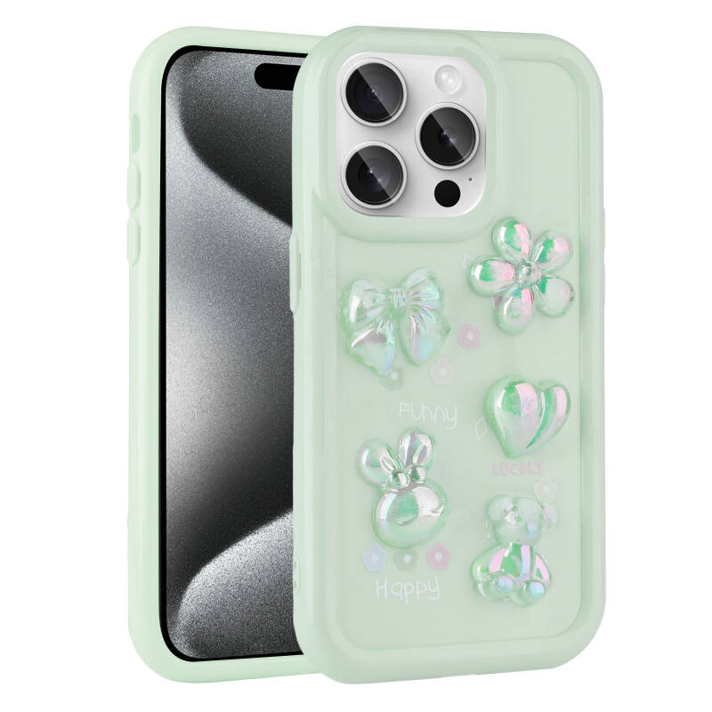 Apple iPhone 15 Pro Case Relief Figured Shiny Zore Toys Silicone Cover - 7