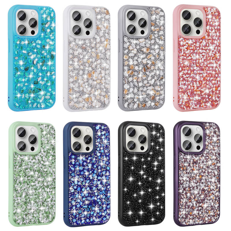 Apple iPhone 15 Pro Case Shiny Stone Design Zore Linea Cover - 2