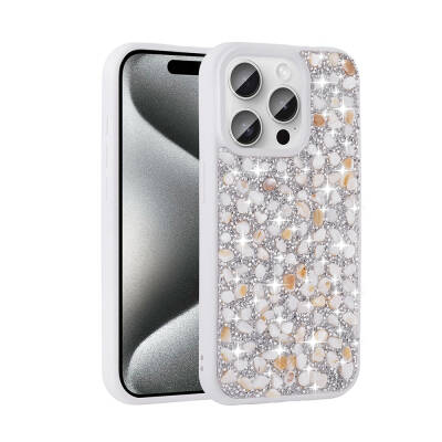 Apple iPhone 15 Pro Case Shiny Stone Design Zore Linea Cover - 9