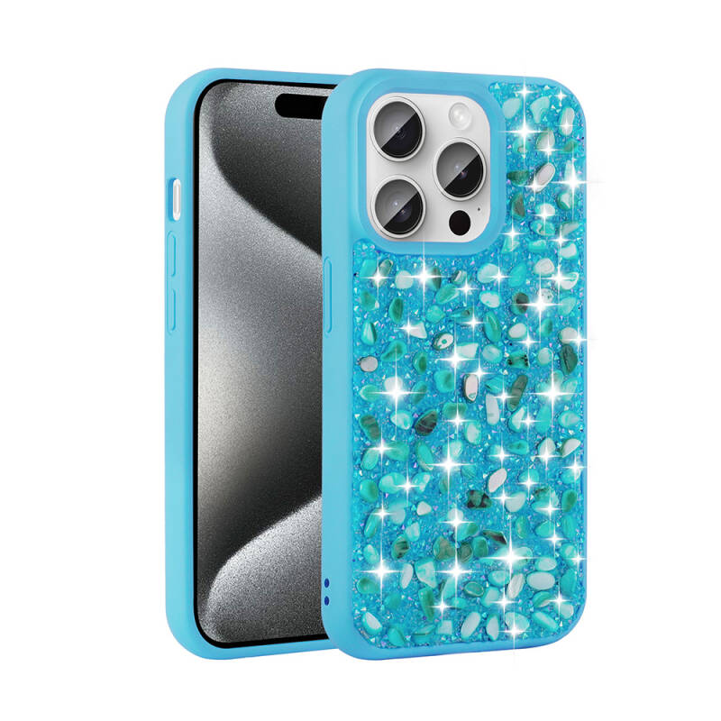 Apple iPhone 15 Pro Case Shiny Stone Design Zore Linea Cover - 3