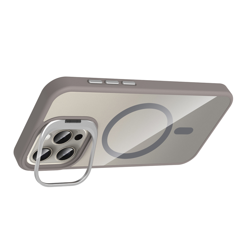 Apple iPhone 15 Pro Case Stand Camera Lens Gift M-Safe Charging Feature Zore Etro Cover - 11