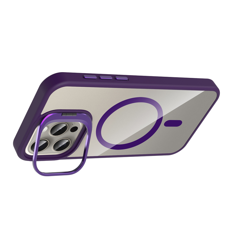 Apple iPhone 15 Pro Case Stand Camera Lens Gift M-Safe Charging Feature Zore Etro Cover - 9