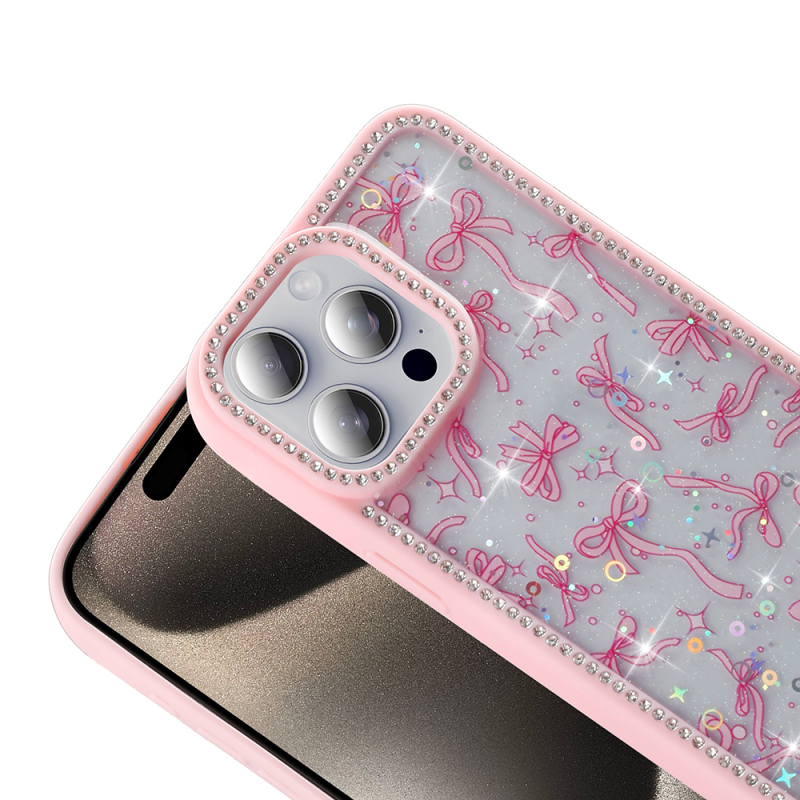 Apple iPhone 15 Pro Case Stone and Glitter Design Zore Azra Cover - 10