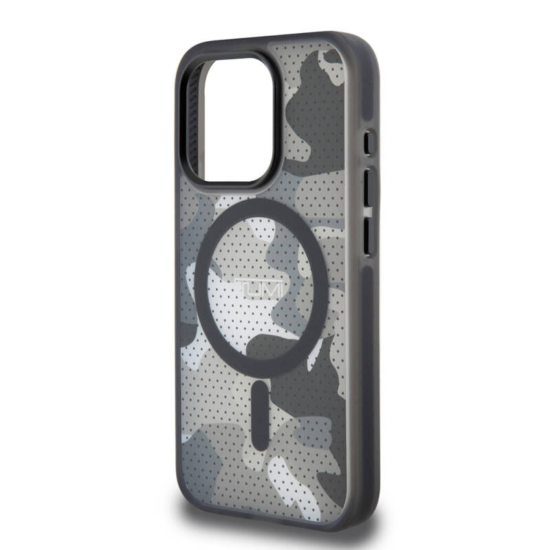Apple iPhone 15 Pro Case TUMI Original Licensed Frosted Transparent Mesh Camouflage Patterned Cover with Magsafe Charging Feature - 5
