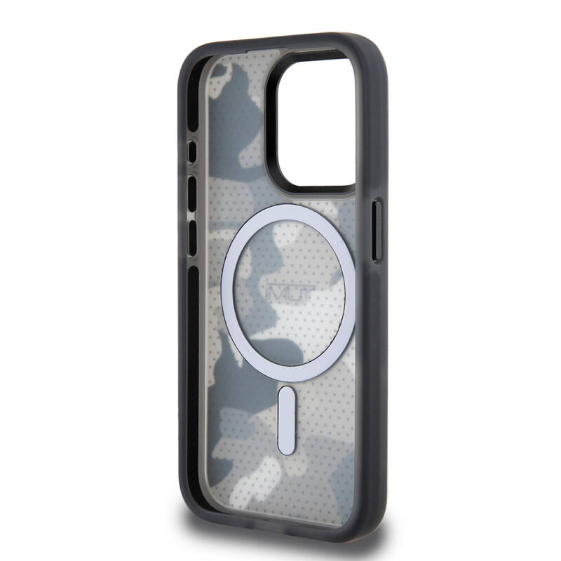 Apple iPhone 15 Pro Case TUMI Original Licensed Frosted Transparent Mesh Camouflage Patterned Cover with Magsafe Charging Feature - 6