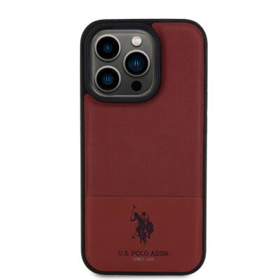 Apple iPhone 15 Pro Case U.S. Polo Assn. Original Licensed Faux Leather Back Surface Printing Logo Knitted Patterned Cover - 4
