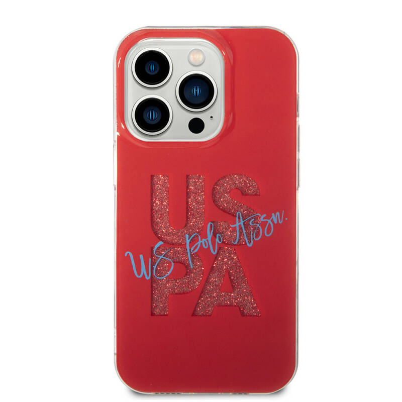 Apple iPhone 15 Pro Case U.S. Polo Assn. Original Licensed Glitter Glossy Alphabet Design Cover - 20