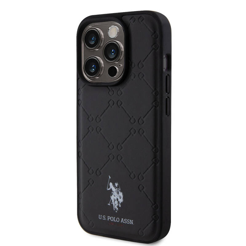 Apple iPhone 15 Pro Case U.S. Polo Assn. Original Licensed HS Patterned Printing Logo Faux Leather Cover - 2
