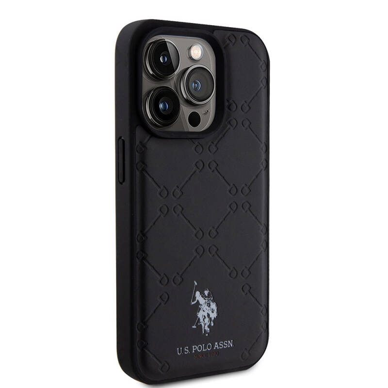 Apple iPhone 15 Pro Case U.S. Polo Assn. Original Licensed HS Patterned Printing Logo Faux Leather Cover - 4
