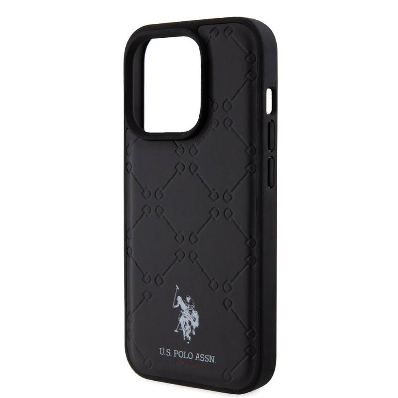 Apple iPhone 15 Pro Case U.S. Polo Assn. Original Licensed HS Patterned Printing Logo Faux Leather Cover - 6