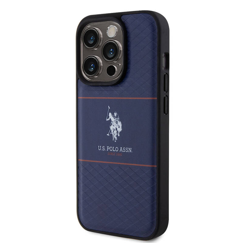 Apple iPhone 15 Pro Case U.S. Polo Assn. Original Licensed Leather Stripe Logo Design Cover - 2