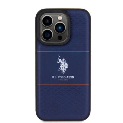 Apple iPhone 15 Pro Case U.S. Polo Assn. Original Licensed Leather Stripe Logo Design Cover - 3