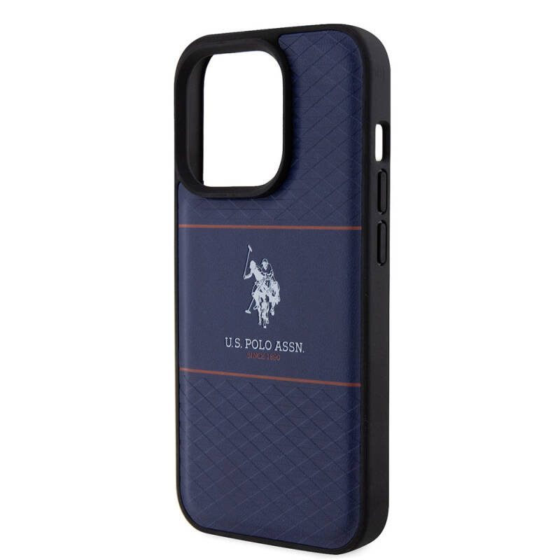 Apple iPhone 15 Pro Case U.S. Polo Assn. Original Licensed Leather Stripe Logo Design Cover - 6