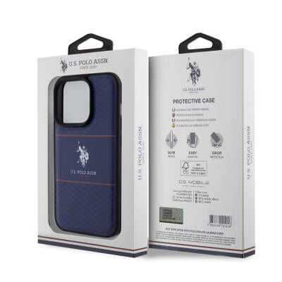 Apple iPhone 15 Pro Case U.S. Polo Assn. Original Licensed Leather Stripe Logo Design Cover - 8