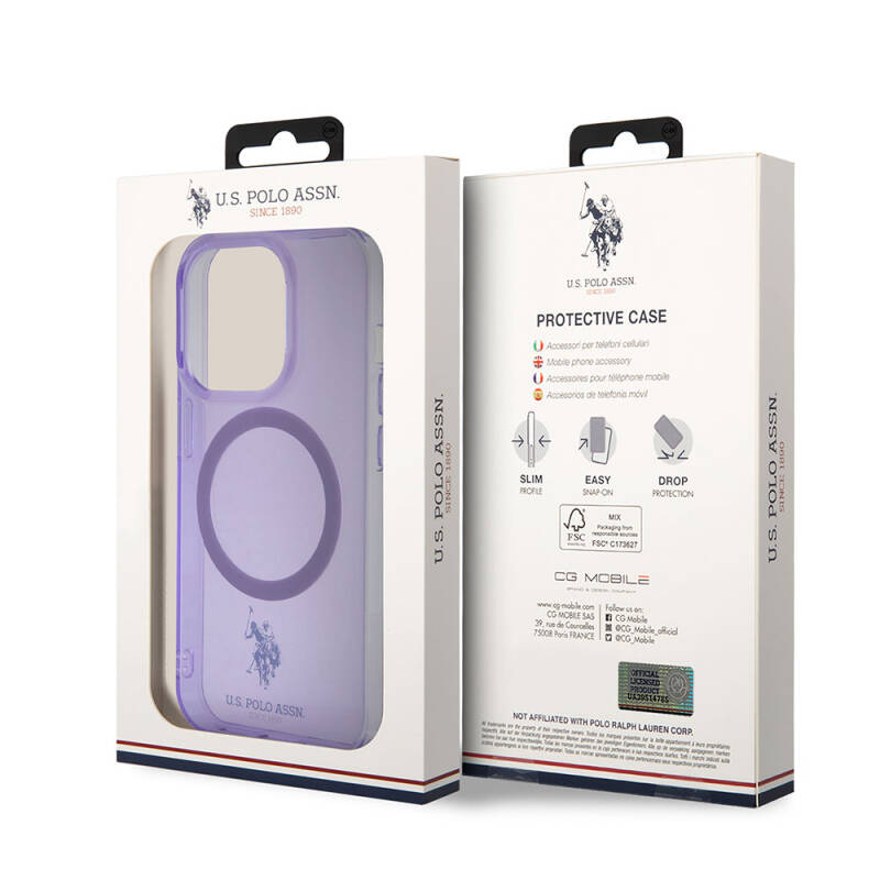 Apple iPhone 15 Pro Case U.S. Polo Assn. Original Licensed Magsafe Charging Featured Transparent Design Cover - 25