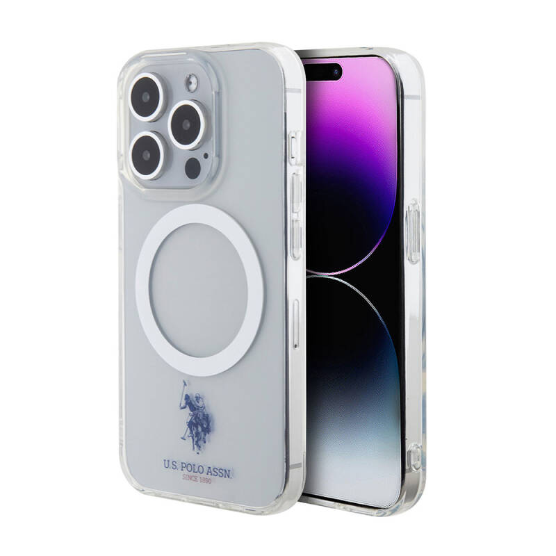 Apple iPhone 15 Pro Case U.S. Polo Assn. Original Licensed Magsafe Charging Featured Transparent Design Cover - 26
